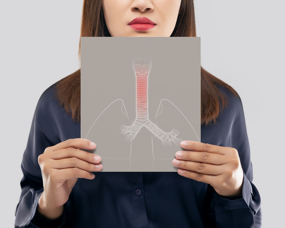 asian-woman-holding-white-paper-trachea-lungs-picture-his-mouth-against-gray-background1000 熱氣騰騰的美味，小心"趁熱吃"的代價